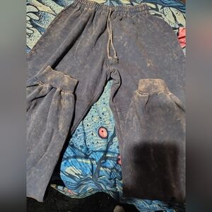 Mineral Washed Blue_Tan Jogger Sweatpants/ NWOT/ PrettylittleThings/ SZ M/